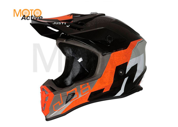 Шлем кроссовый JUST1 J38 Korner, оранжевый/черный глянцевый